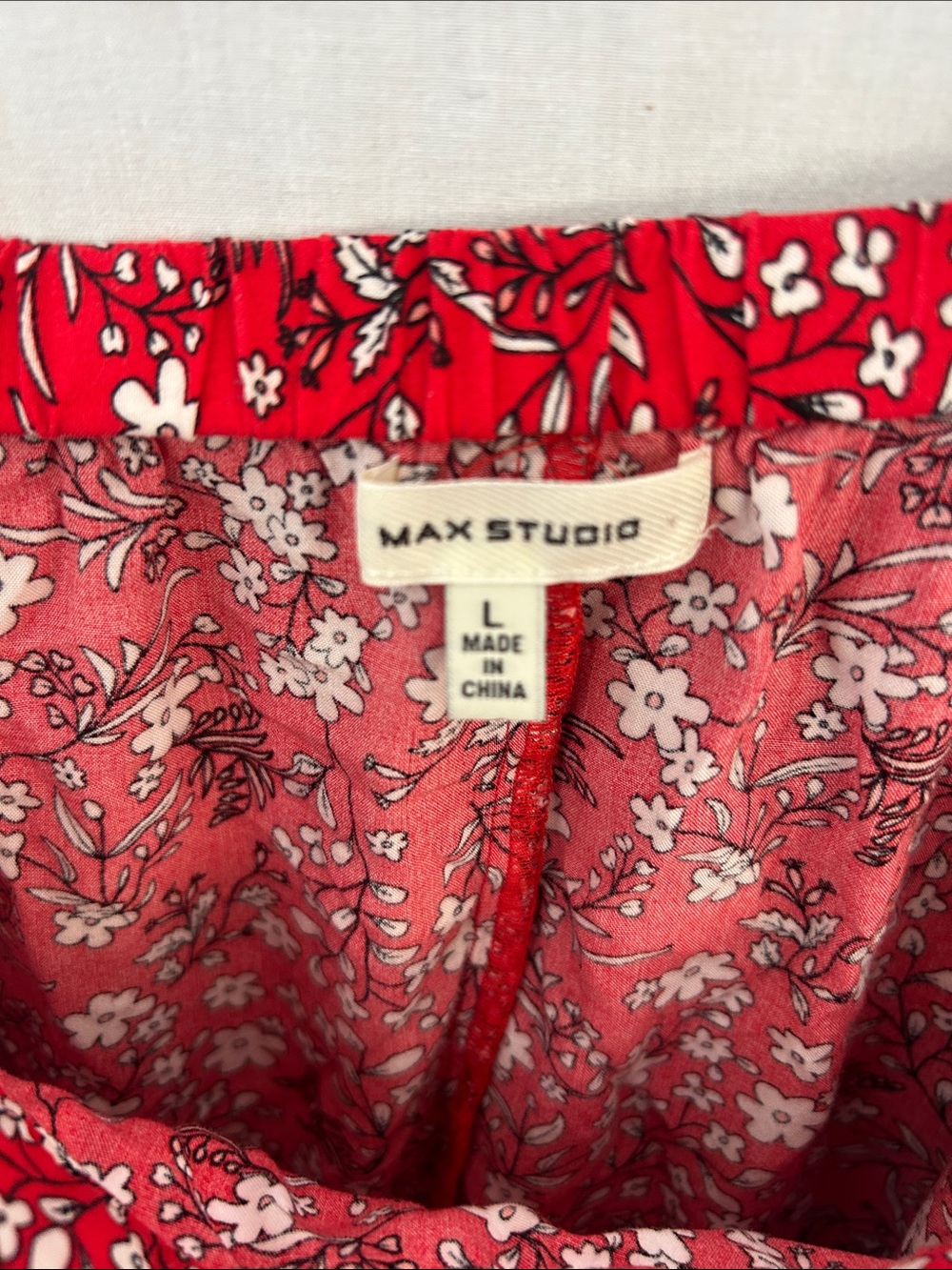 Max Studio Red Floral High-Low Ruffle Skirt - Picture 2 of 2